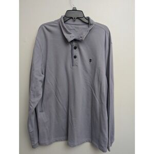 C2 Izod Shirt Polo Men L Purple Lavender Button Long Sleeve Saltwater Henley